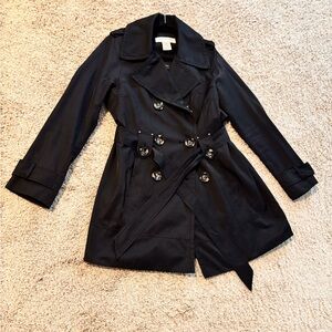 Black Double-Breasted Women's Trench Coat